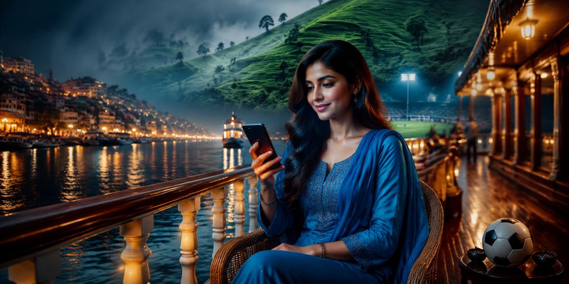 নারায়ণগঞ্জে সালোয়ার-কামিজ পরিহিত একজন ব্যবহারকারী মোবাইলে ক্রিকেট বেটিং করছেন